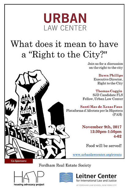 Lee más sobre el artículo PAH participated at a Fordham University School of Law panel:  What does it mean to have a “Right to the City?”