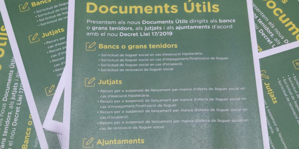 En este momento estás viendo Presentamos nuevos Documentos Útiles contra la emergencia habitacional en Cataluña